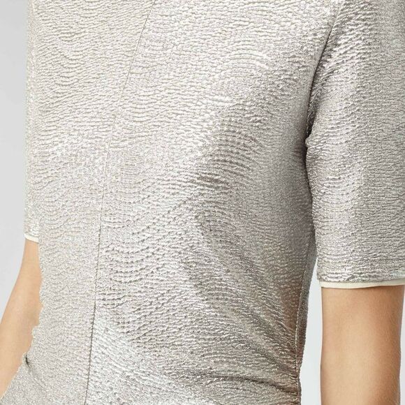 Women’s REISS Abellia Metallic Silver Ruched Bodycon MINI Dress size 6 - Picture 3 of 10